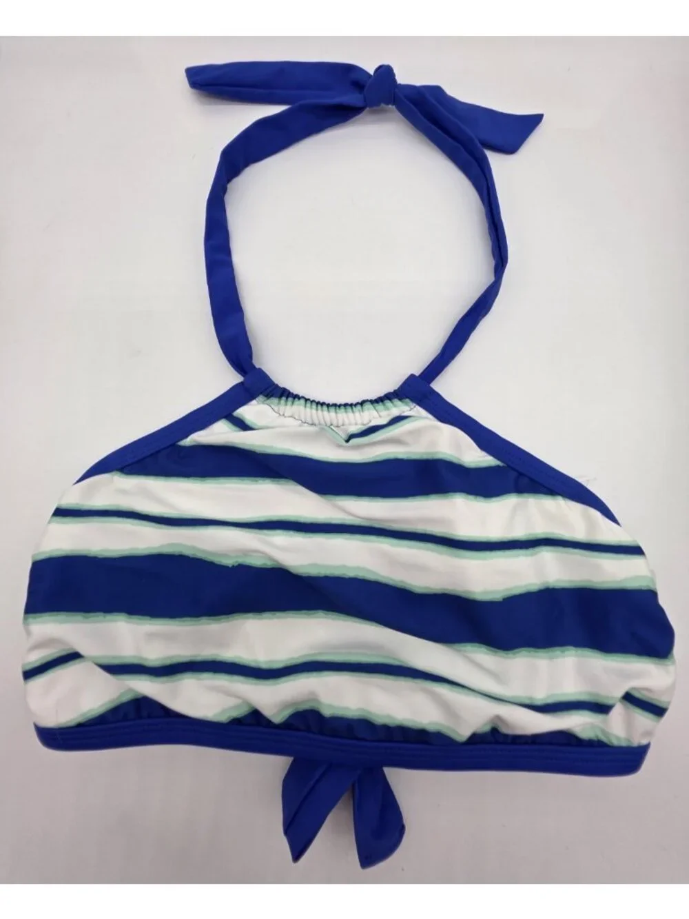 Nautica Women's Bikini Swimsuit Top Size Medium Blue Striped Halter Padded Swim
